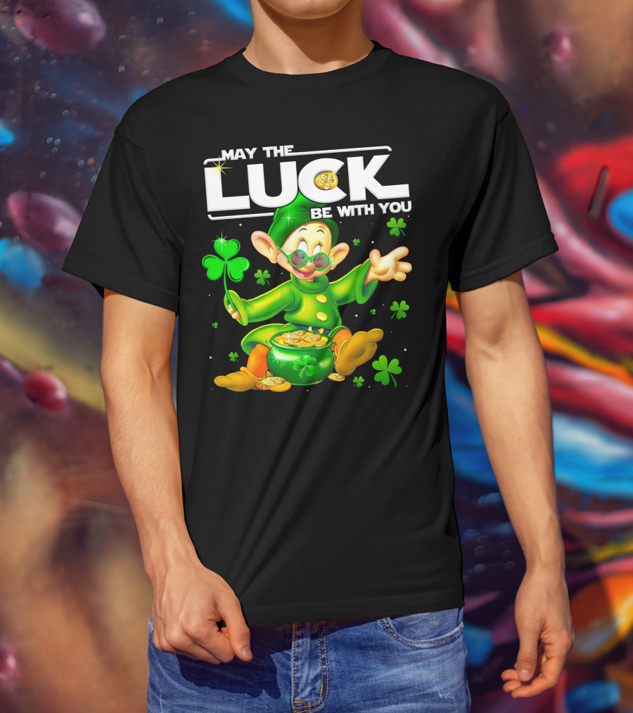 May The Luck Be With You Dopey Coins Shamrock Pot T-Shirt