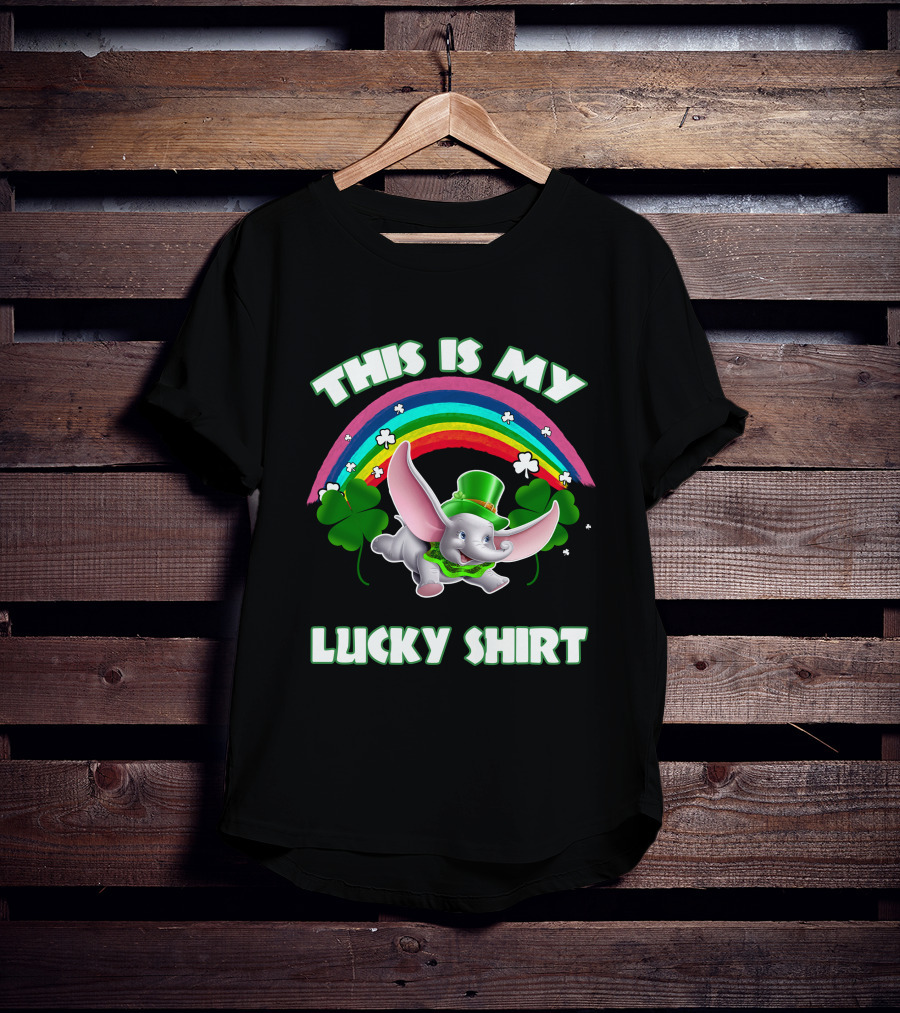 This Is My Lucky Shirt Dumbo Rainbow Shamrock T-Shirt