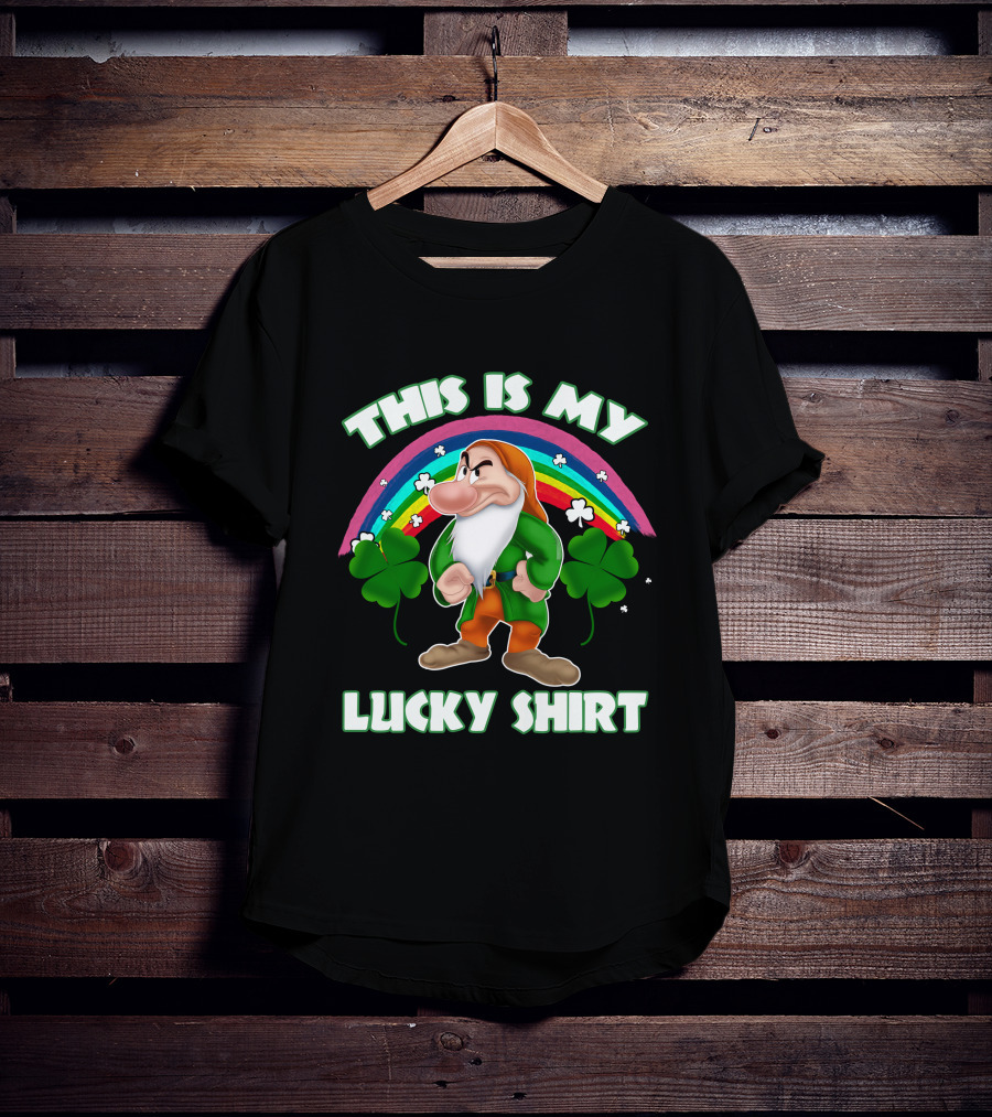 This Is My Lucky Shirt Grumpy Dwarf Rainbow Clover T-Shirt