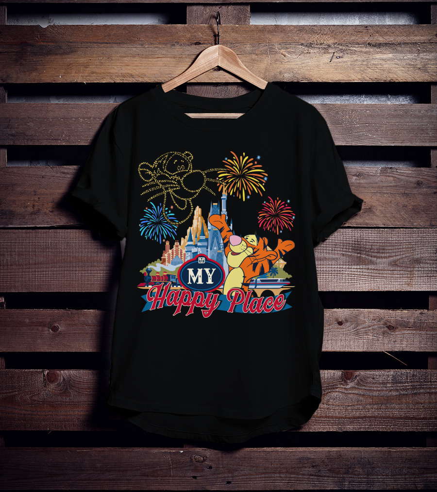 My Happy Place Tigger Castle Fireworks Celebration T-Shirt