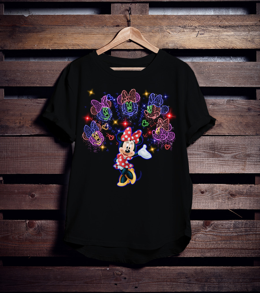 Disney Minnie Mouse Colorful Neon Lights Magic T-Shirt