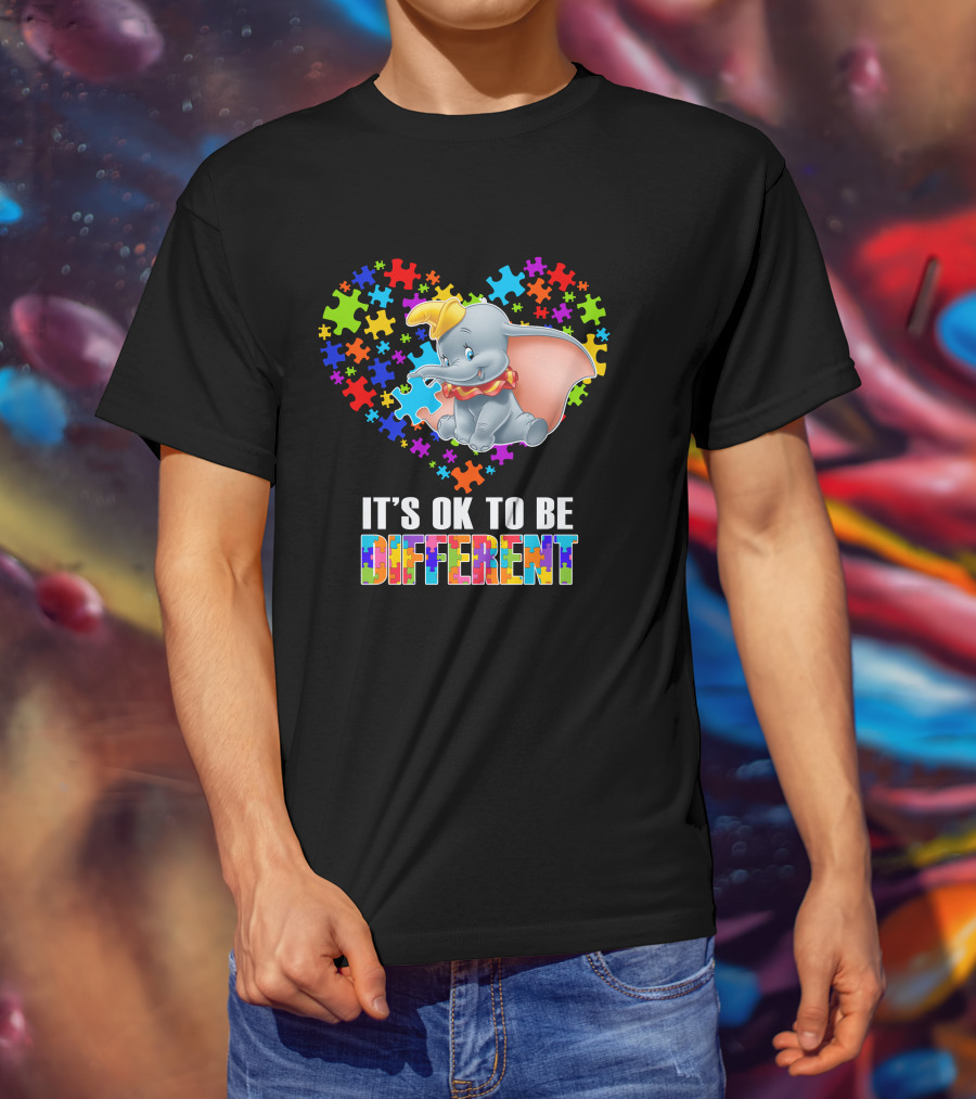 It's Ok To Be Different Dumbo Puzzle Heart T-Shirt