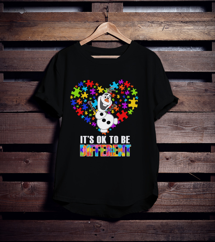 Olaf It's Ok To Be Different Puzzle Heart T-Shirt