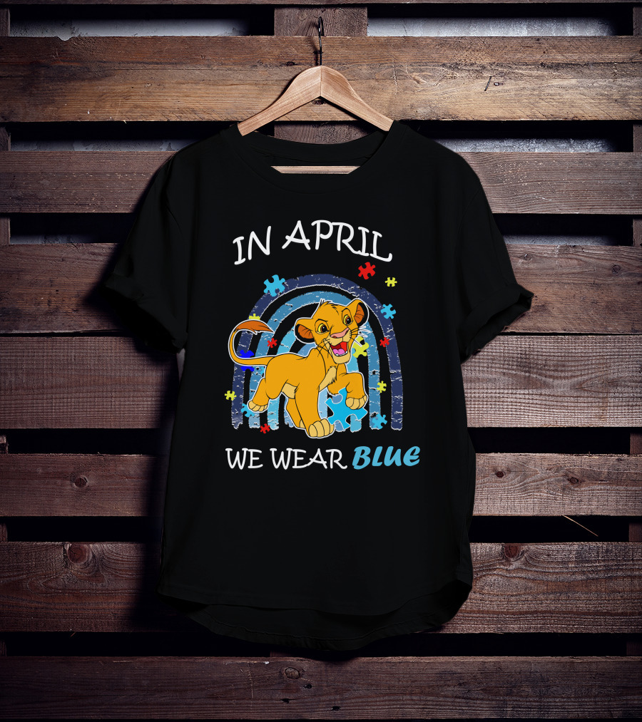 In April We Wear Blue Simba Autism Awareness T-Shirt