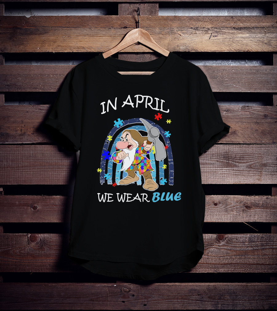 In April We Wear Blue Grumpy Puzzle Pieces T-Shirt