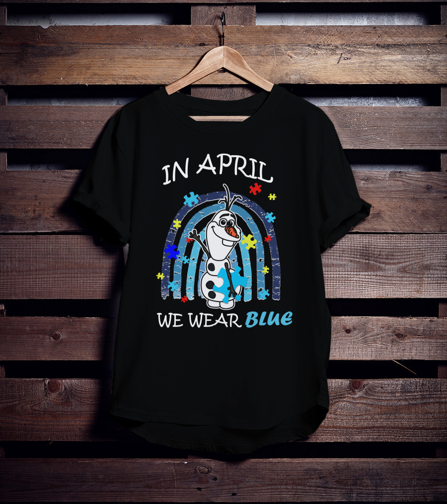 In April We Wear Blue Olaf Puzzle Pieces T-Shirt