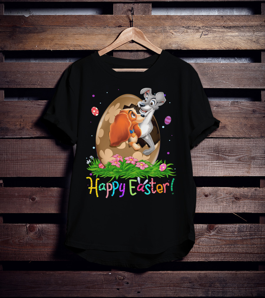 Happy Easter Lady And The Tramp Egg Scene T-Shirt