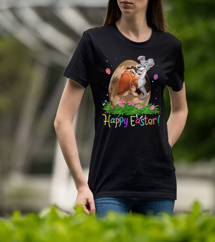 Happy Easter Lady And The Tramp Egg Scene T-Shirt