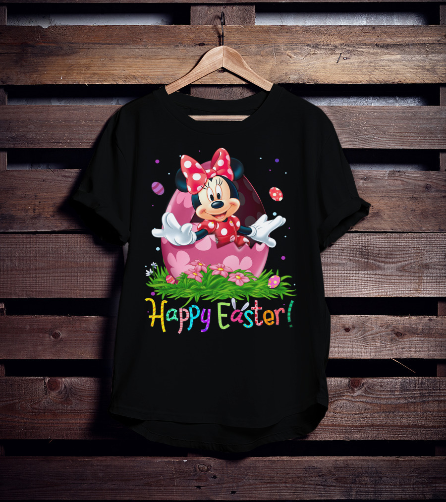 Happy Easter Minnie Mouse Pink Egg Celebration T-Shirt