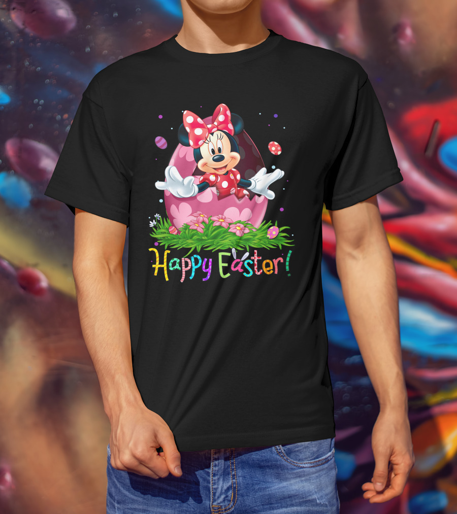 Happy Easter Minnie Mouse Pink Egg Celebration T-Shirt