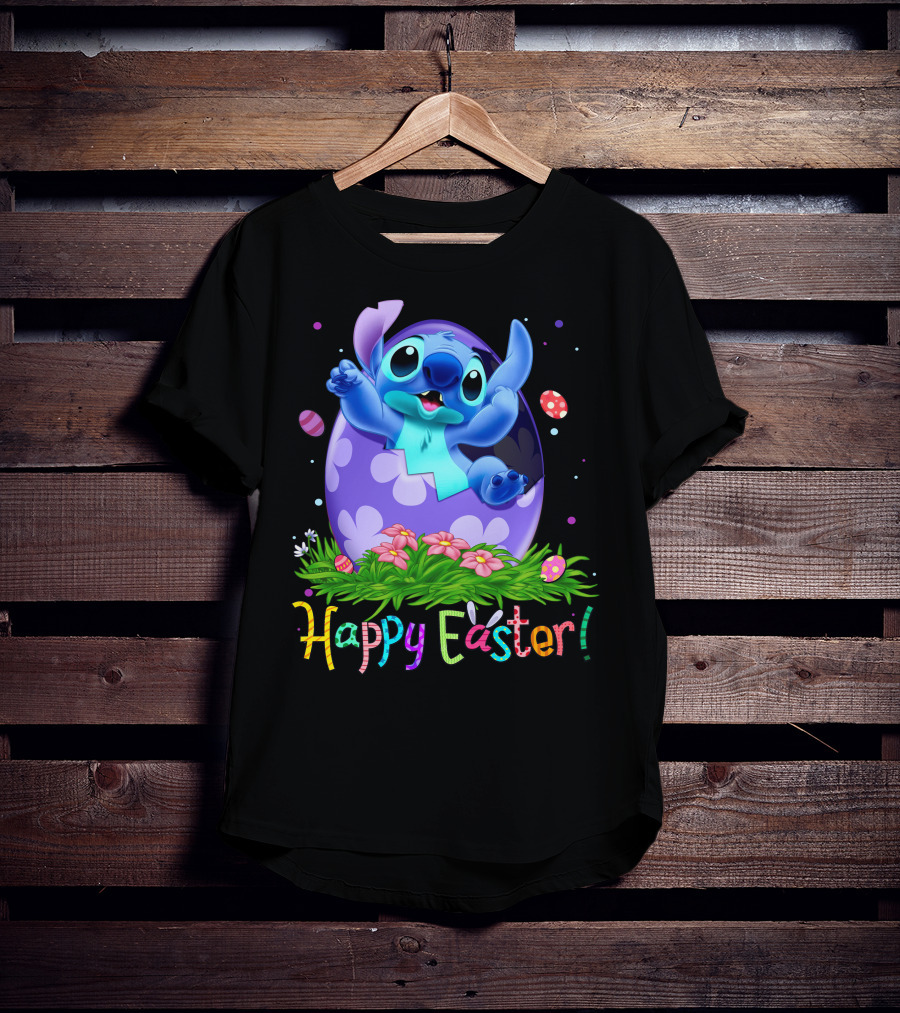 Stitch Happy Easter Egg Celebration T-Shirt