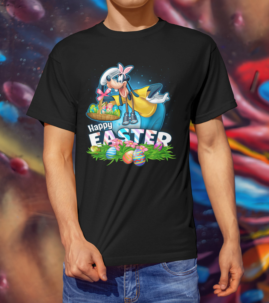 Goofy Happy Easter Basket Of Eggs T-Shirt