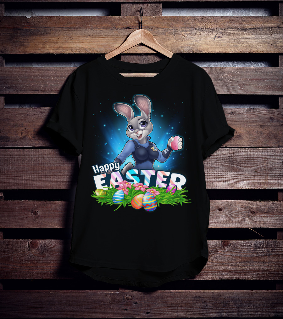 Happy Easter Judy Hopps With Colorful Easter Eggs T-Shirt