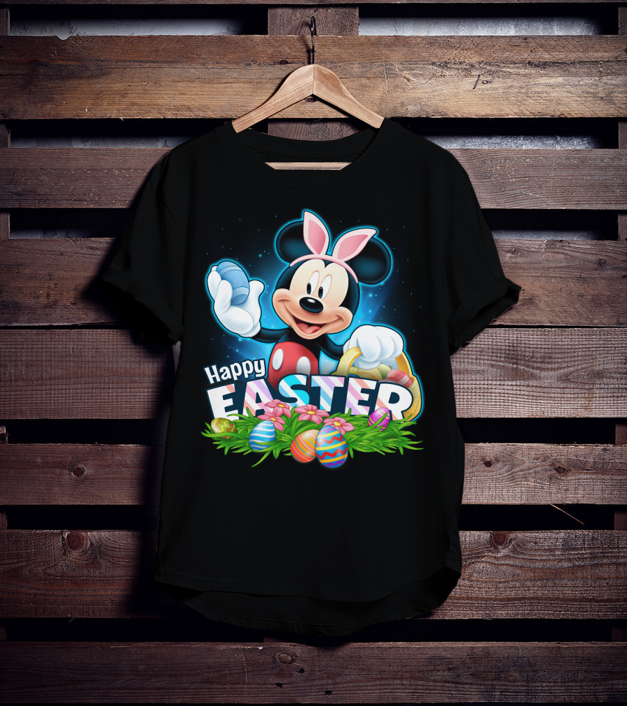 Mickey Mouse Happy Easter Bunny Ears Basket Eggs T-Shirt