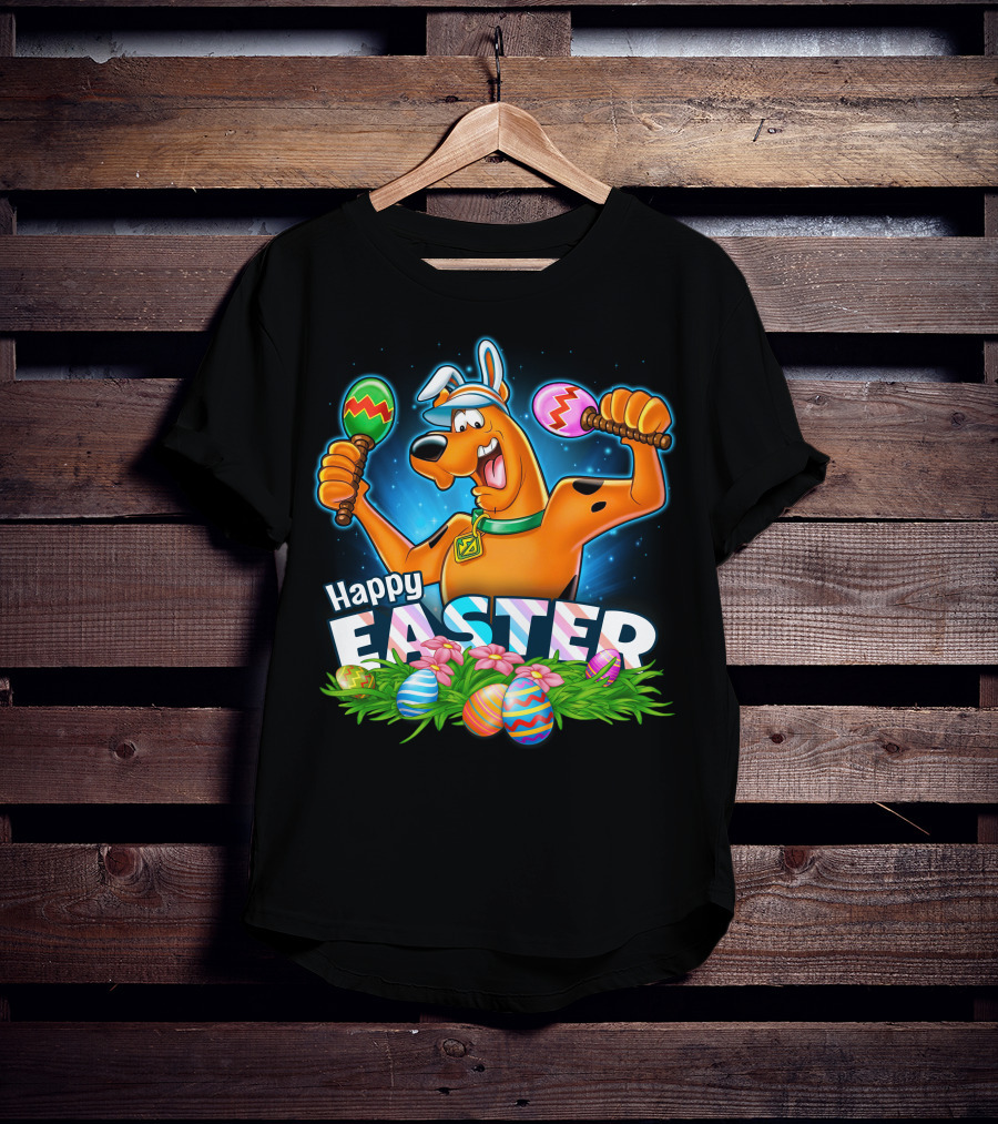 Scooby Doo Celebrates Happy Easter With Colorful Eggs And Maracas T-Shirt