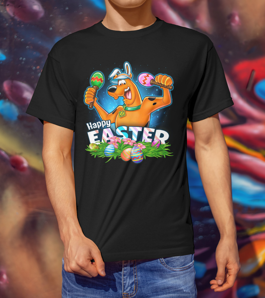 Scooby Doo Celebrates Happy Easter With Colorful Eggs And Maracas T-Shirt