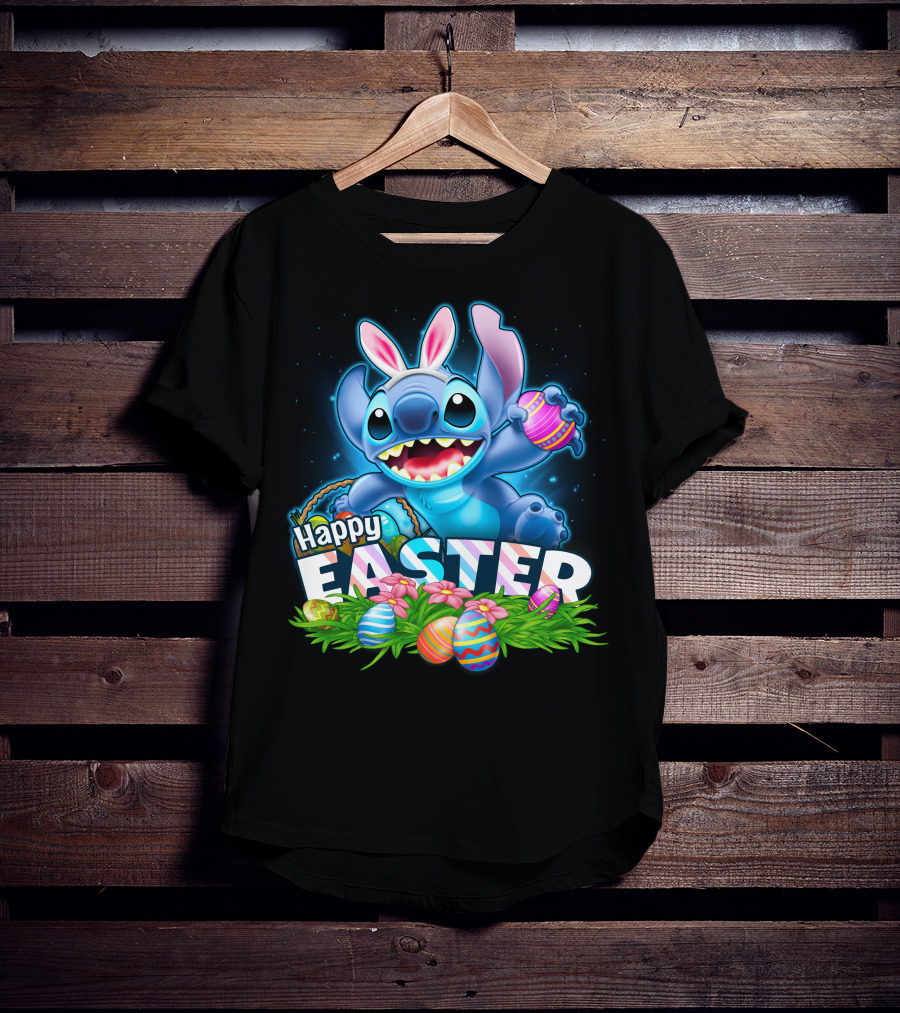 Happy Easter STITCH Easter Eggs Rabbit Ears T-Shirt