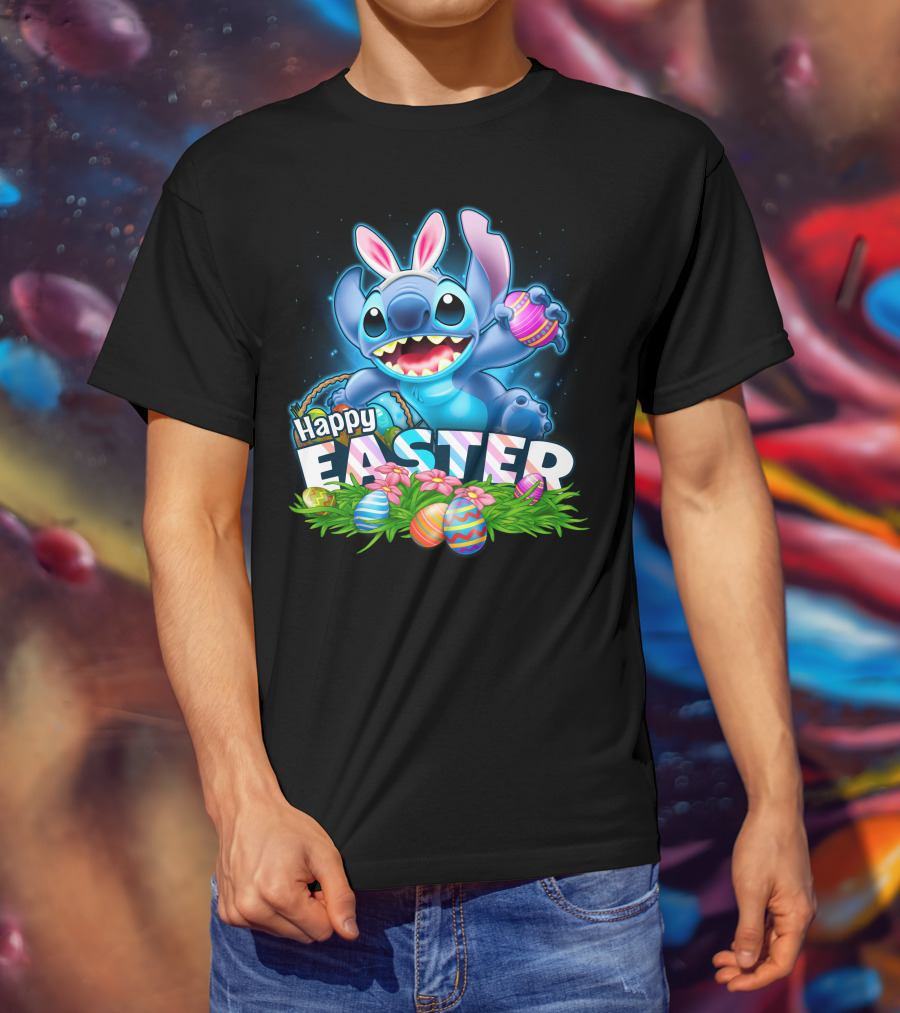 Happy Easter STITCH Easter Eggs Rabbit Ears T-Shirt