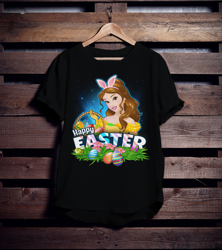 BELLA Happy Easter Basket With Decorative Eggs And Bunny Ears T-Shirt