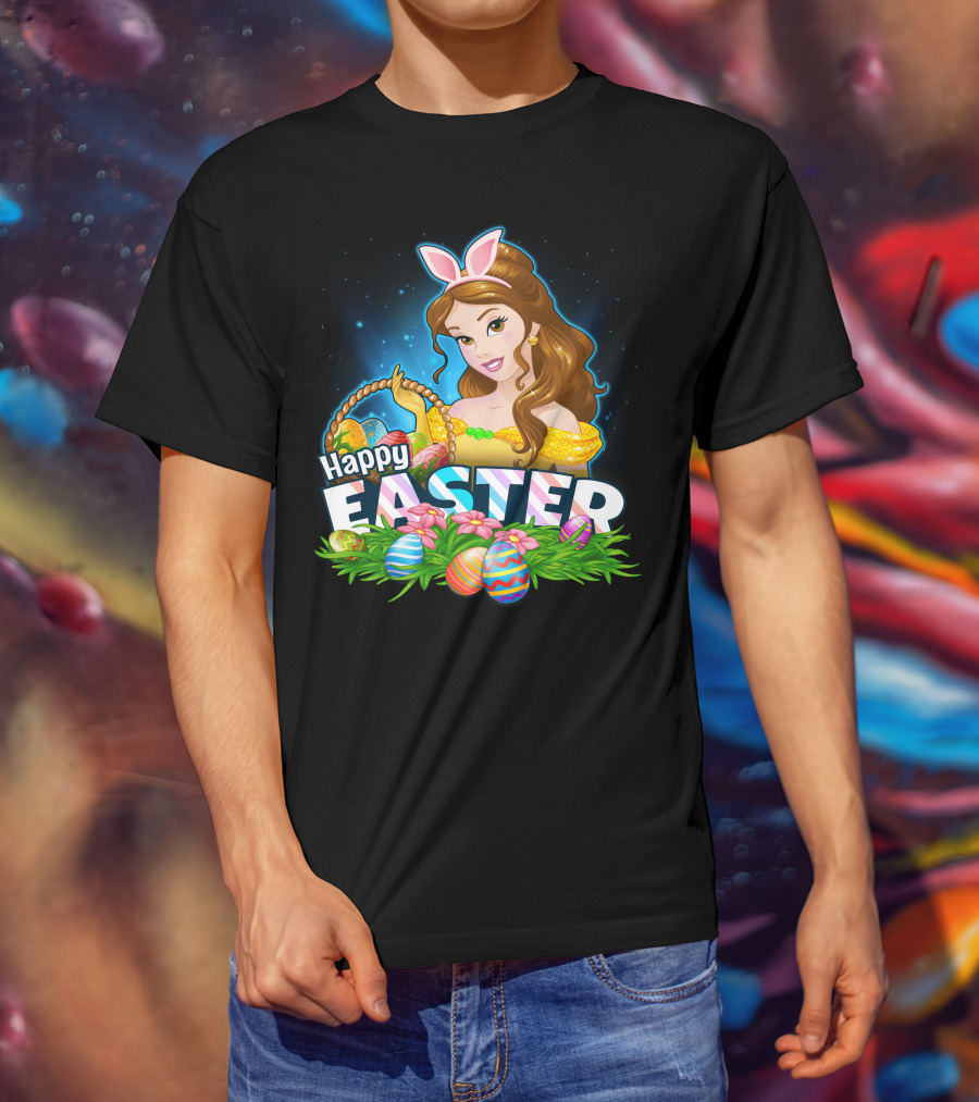 BELLA Happy Easter Basket With Decorative Eggs And Bunny Ears T-Shirt
