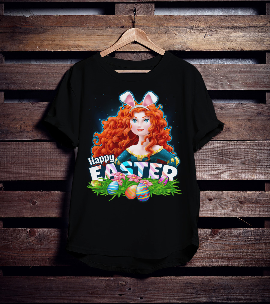 Merida Happy Easter With Bunny Ears And Easter Eggs T-Shirt