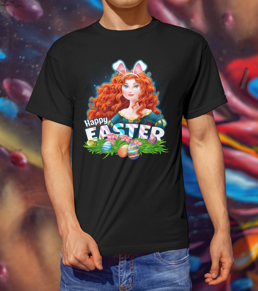 Merida Happy Easter With Bunny Ears And Easter Eggs T-Shirt