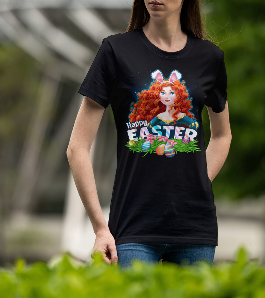 Merida Happy Easter With Bunny Ears And Easter Eggs T-Shirt