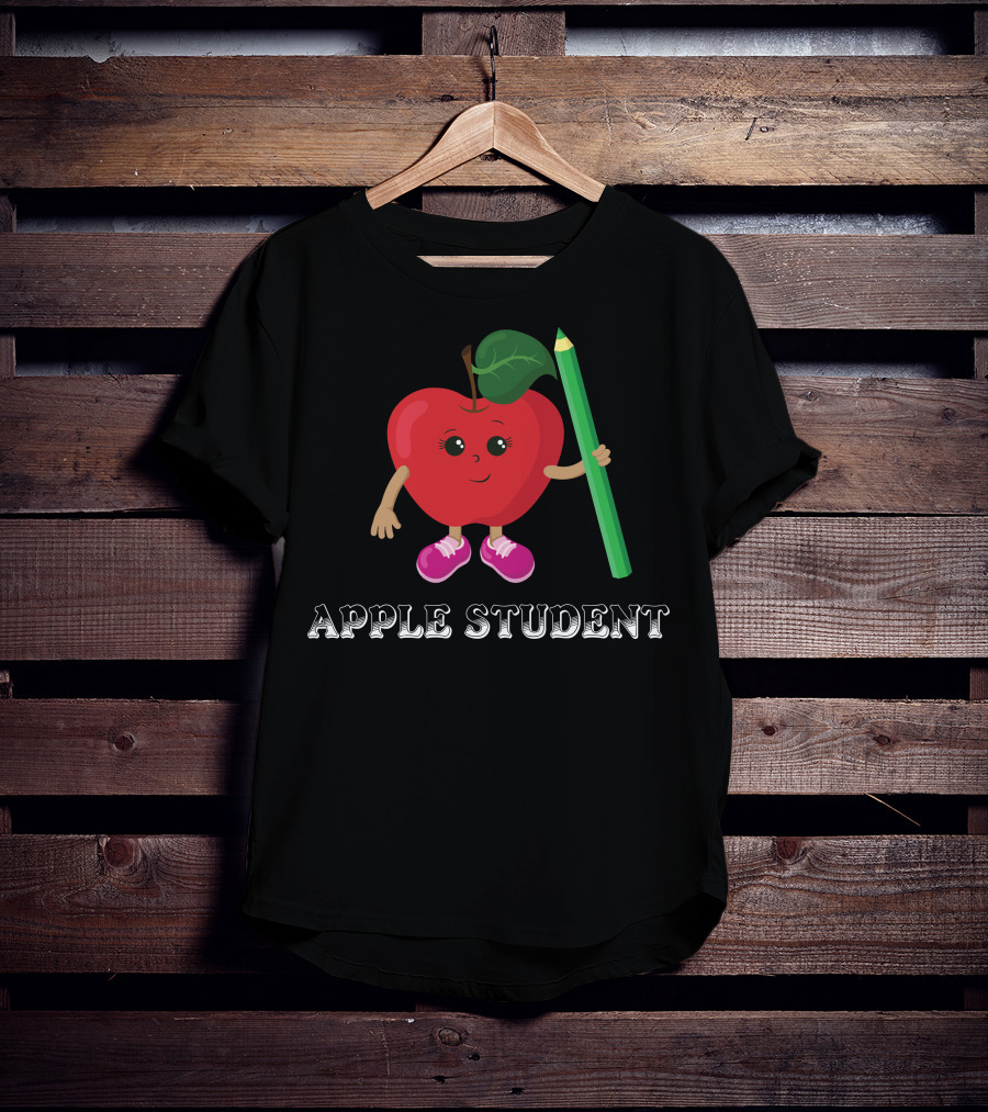 APPLE STUDENT Apple Character With Pencil T-Shirt