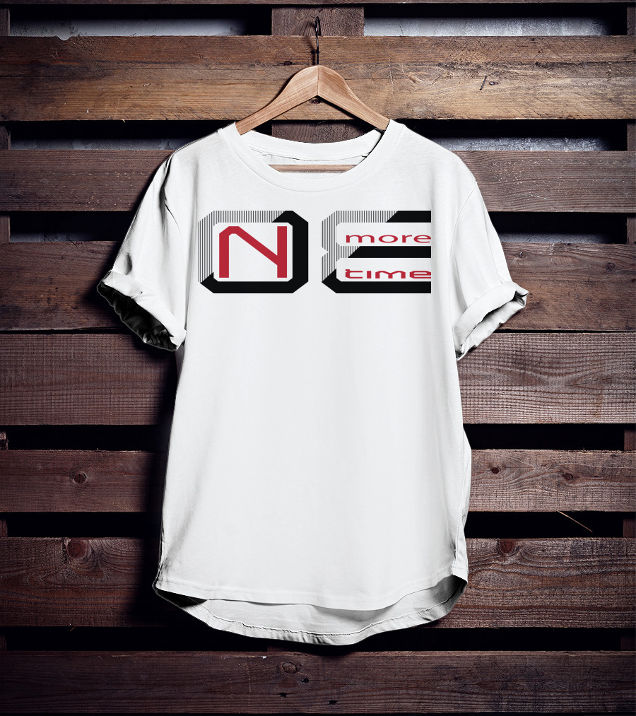 One More Time 1 Red And Black Striped Block Letters T-Shirt