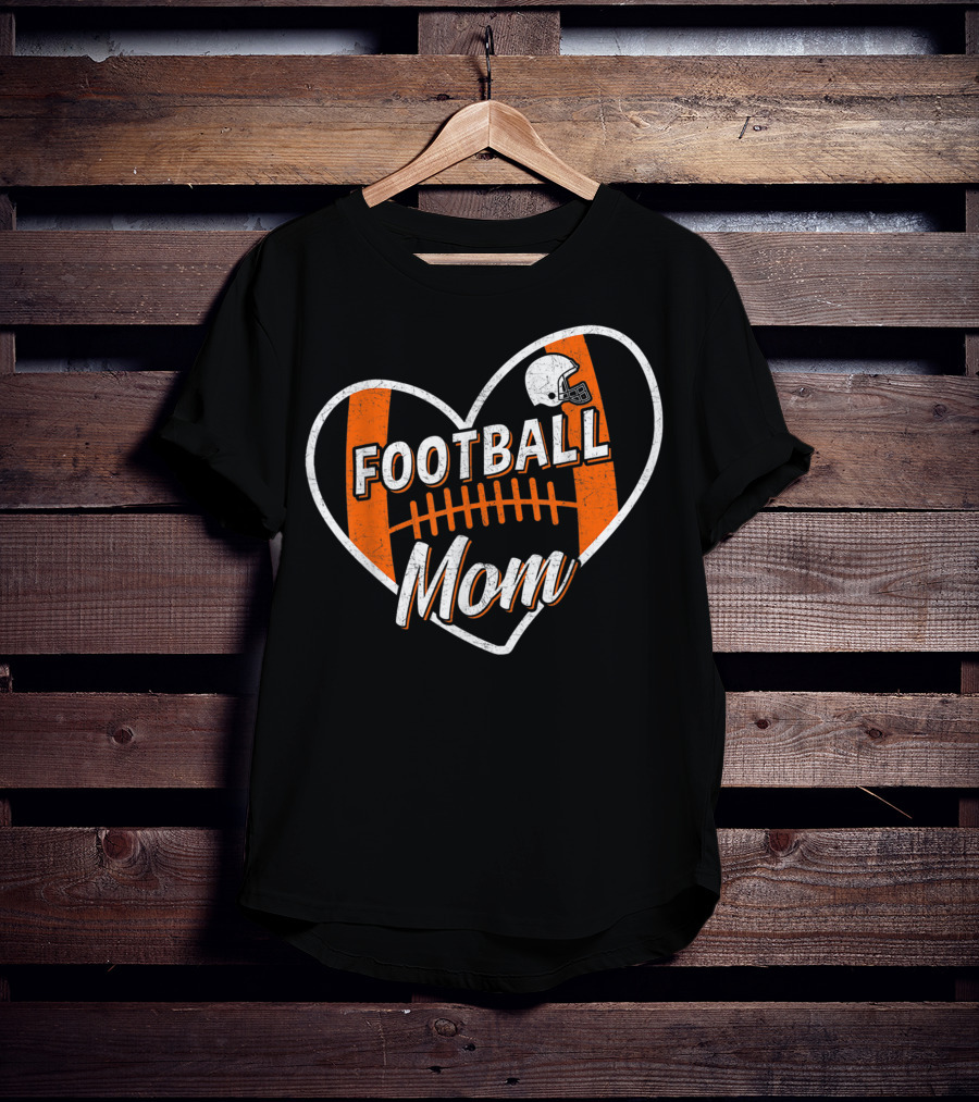 Football Mom Heart Helmet Sport T-Shirt