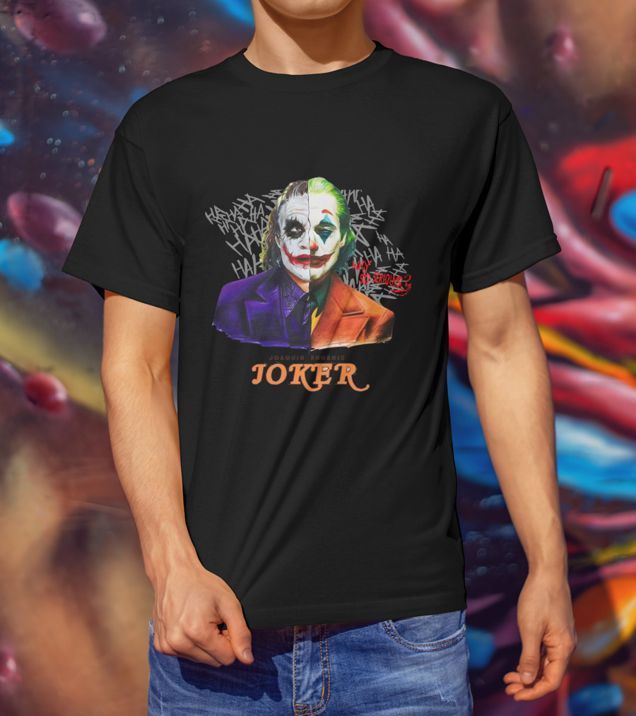Joker Why So Serious Split Joaquin Phoenix Heath Ledger T-Shirt