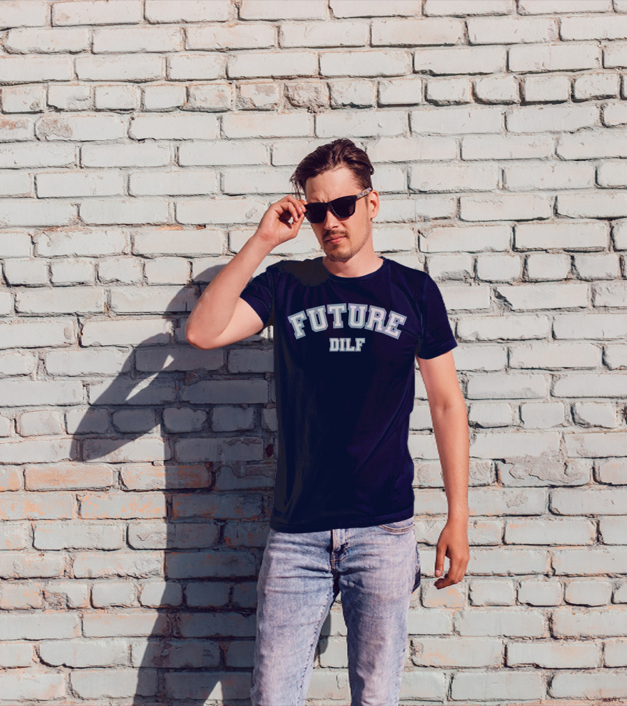 FUTURE DILF College Style Vintage Text T-Shirt