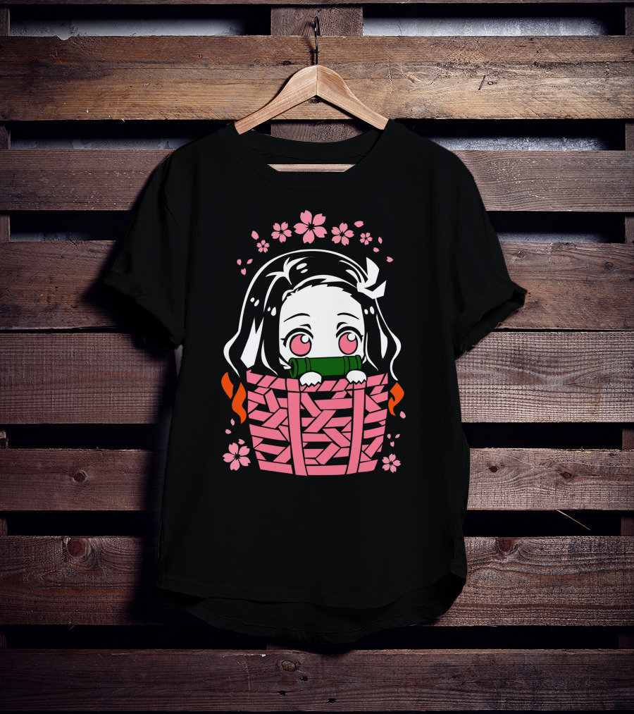 Nezuko Kamado Kimetsu No Yaiba Essentiel Cute Floral Basket T-Shirt