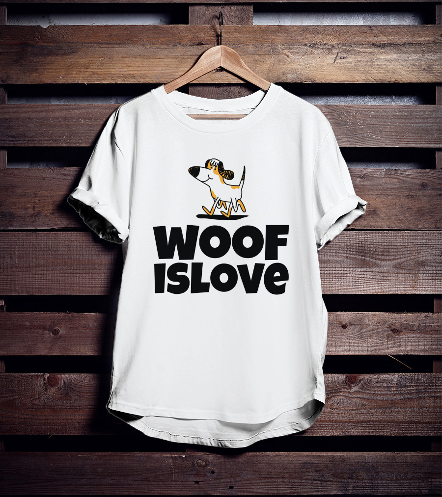 Woof Is Love With Dog Print Admirable Custom Printing T-Shirt