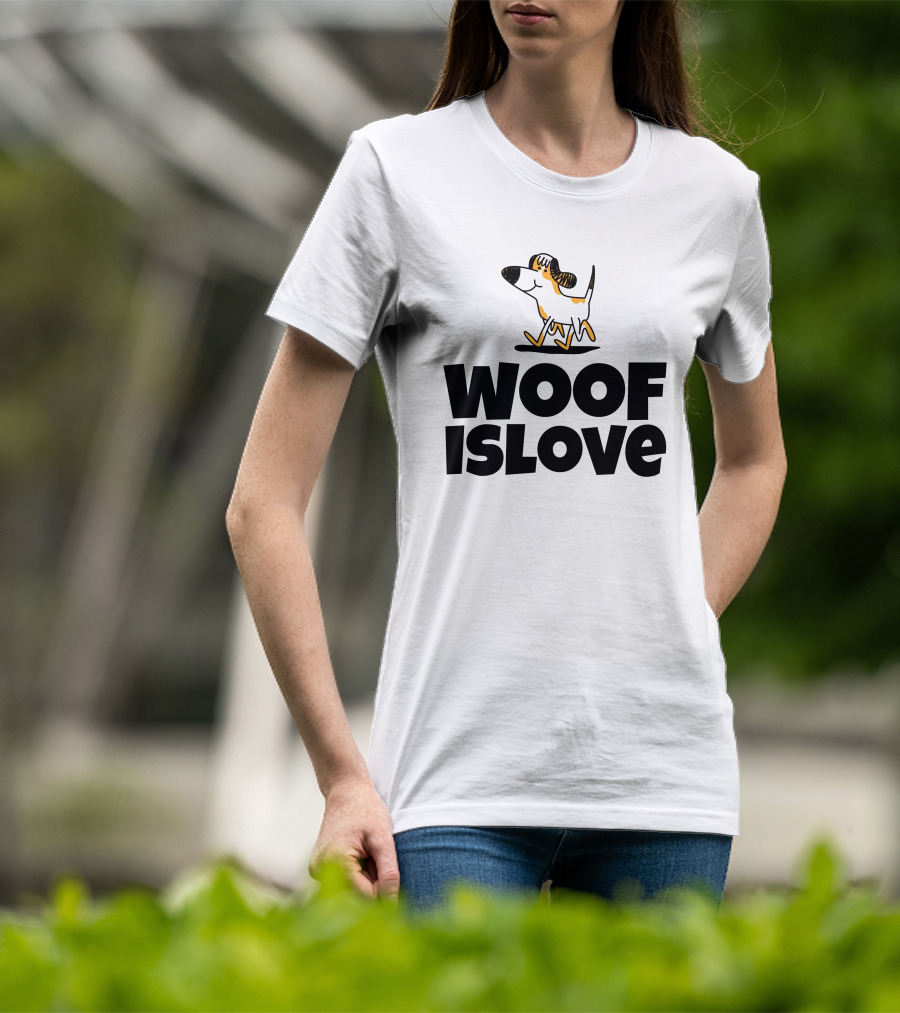 Woof Is Love With Dog Print Admirable Custom Printing T-Shirt