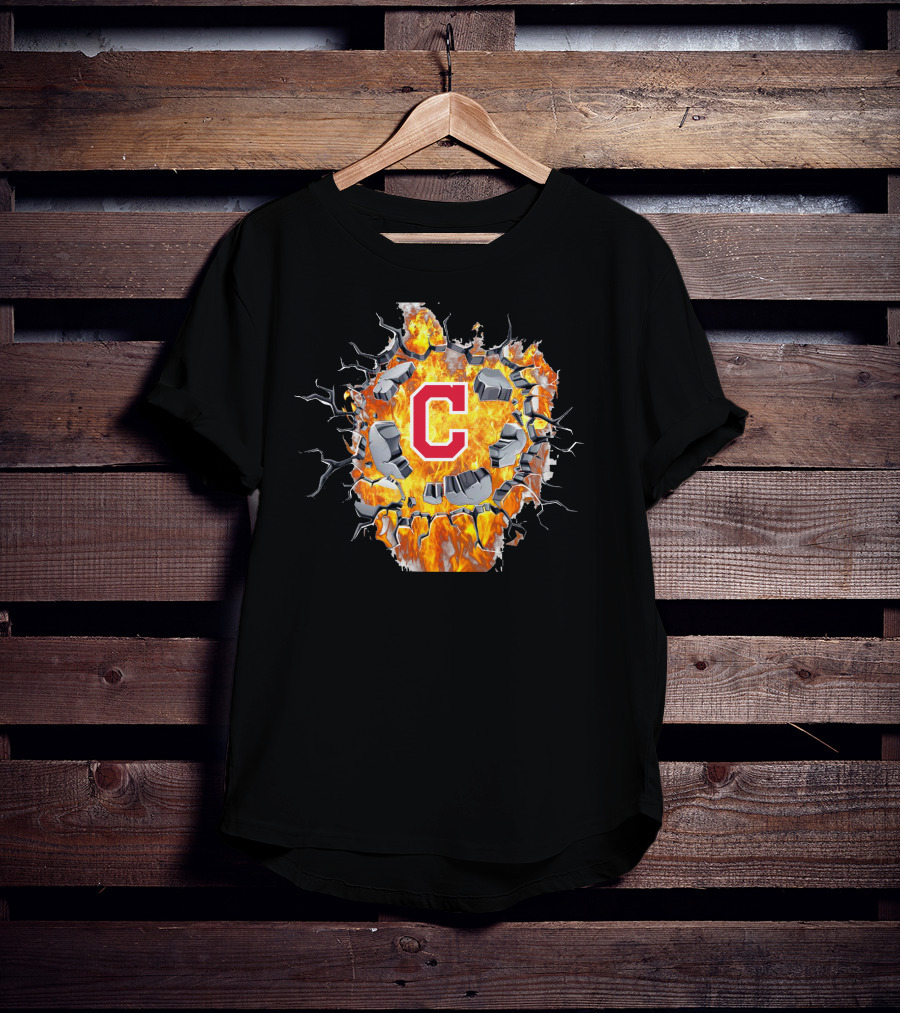 Cleveland Indians Flaming Cracked C T-Shirt