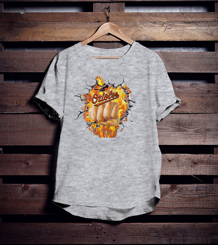 Orioles Fire And Steel Fist Burst T-Shirt