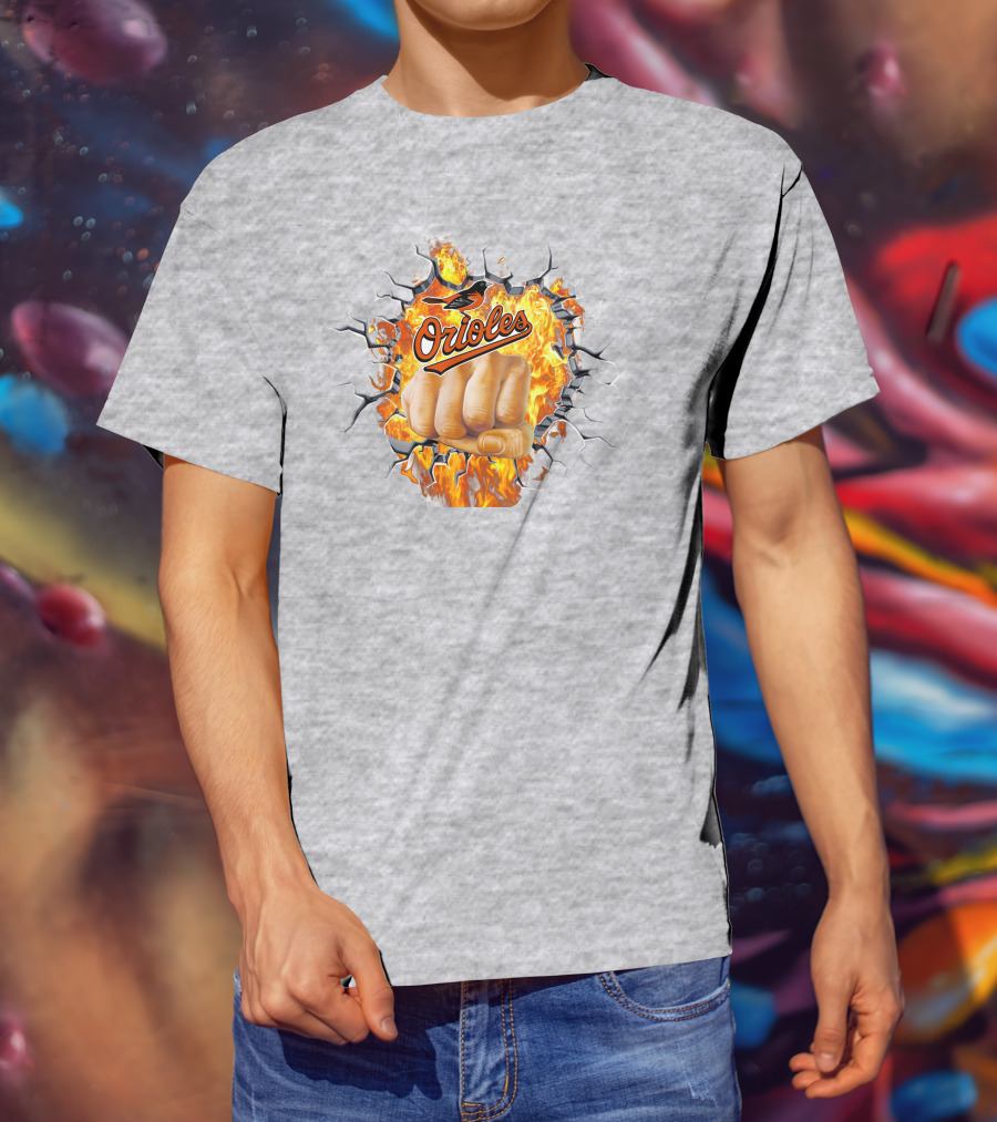 Orioles Fire And Steel Fist Burst T-Shirt