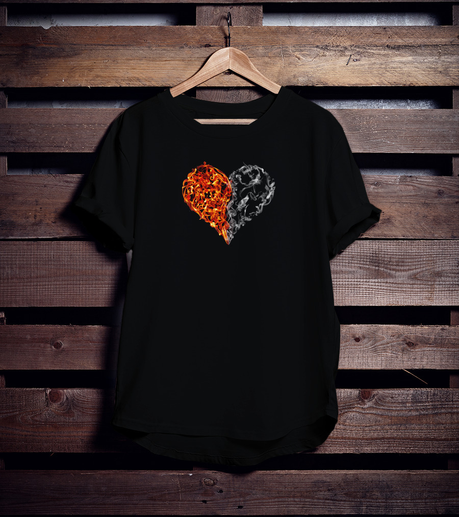 Fire And Smoke Heart Duality Elements T-Shirt