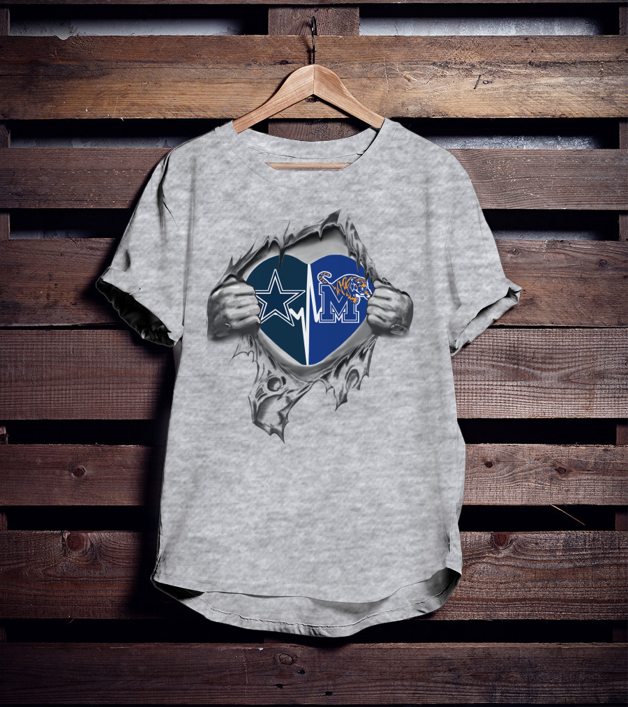 Cowboys Star Memphis Tigers Heart Symbol Unity T-Shirt