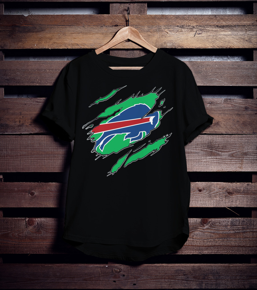 Buffalo Bills Logo With Green Claw Marks T-Shirt