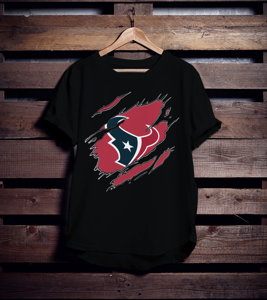 Houston Texans Claw Marks Logo Rip Texas Pride T-Shirt
