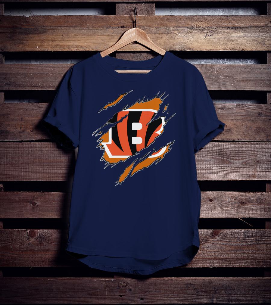 Cincinnati Bengals Claw Mark Logo Tearing Effect T-Shirt