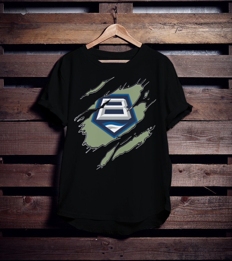 Baltimore Brigade Logo With Claw Marks And Blue White B On Green T-Shirt