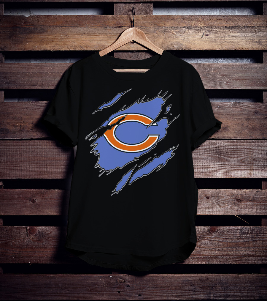 Chicago Bears Iconic C Logo In Claw Marks T-Shirt