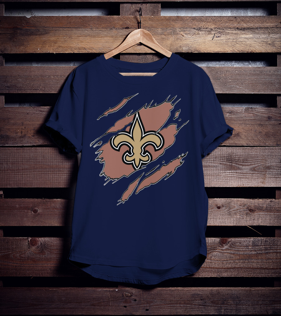New Orleans Saints Fleur-De-Lis Claw Marks Blue And Gold T-Shirt
