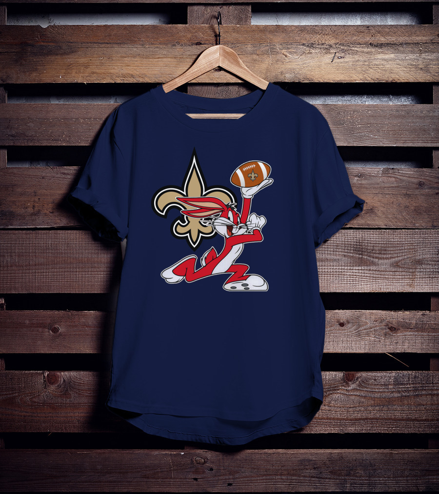 New Orleans Saints Bugs Bunny Football Fleur-de-Lis T-Shirt