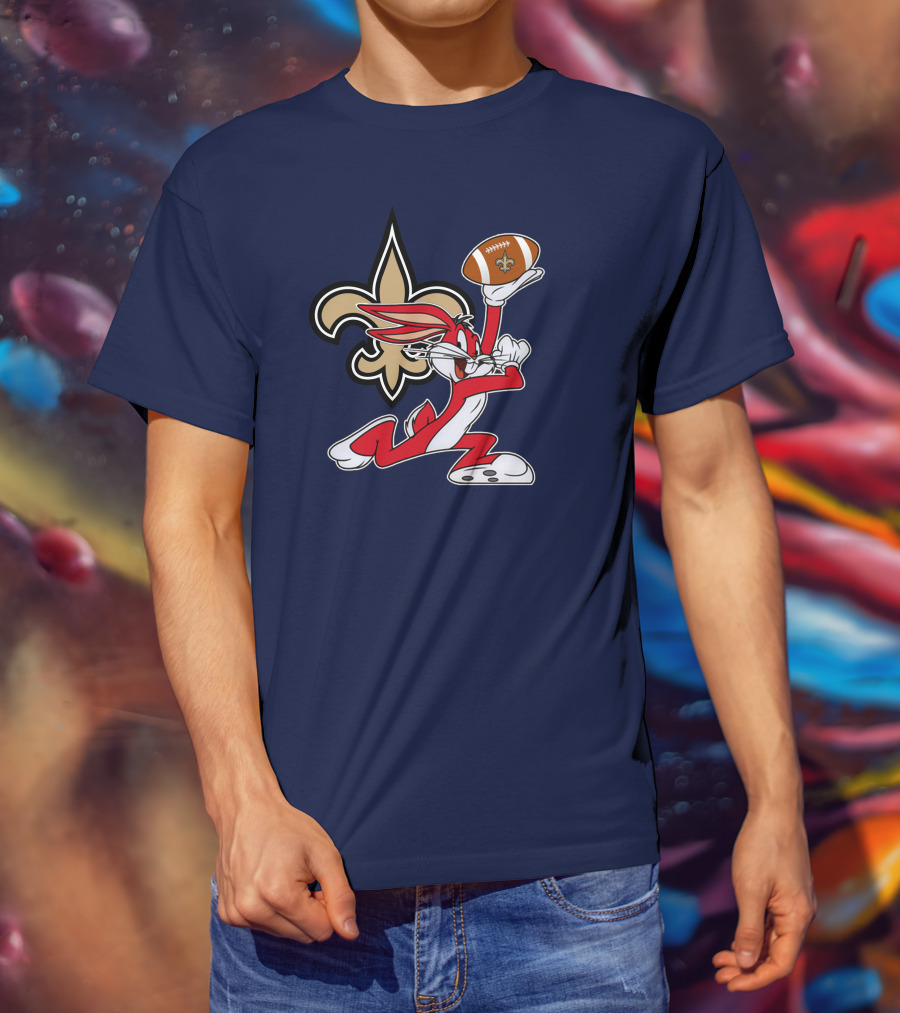 New Orleans Saints Bugs Bunny Football Fleur-de-Lis T-Shirt