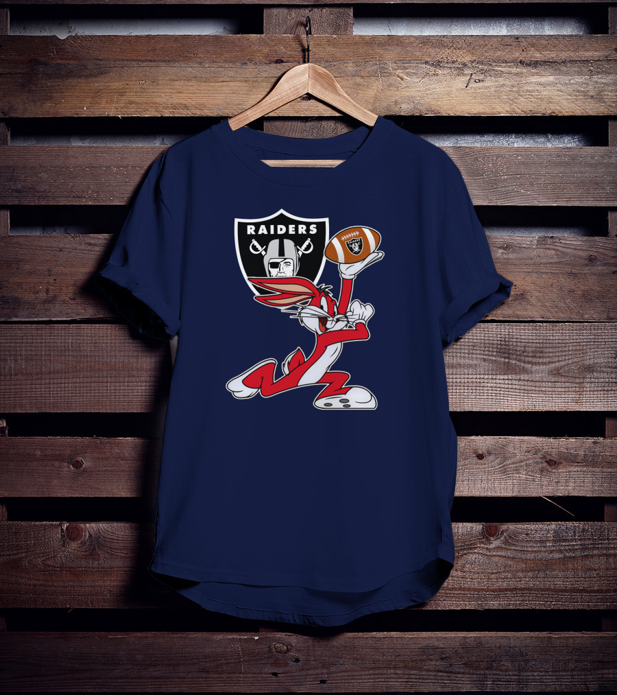 Raiders Bunny Holding Football With Oakland Raiders T-Shirt