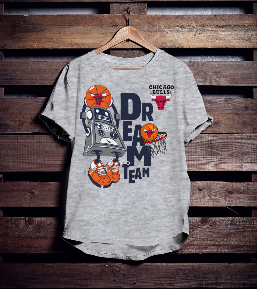 Chicago Bulls Dream Team Robot Dunking Basketball T-Shirt